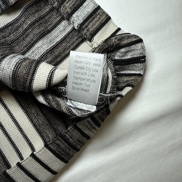 Ming Wang Contrast Pleated Neutral Stripe Knit Tunic Sweater Womens Medium EUC - Picture 9 of 14